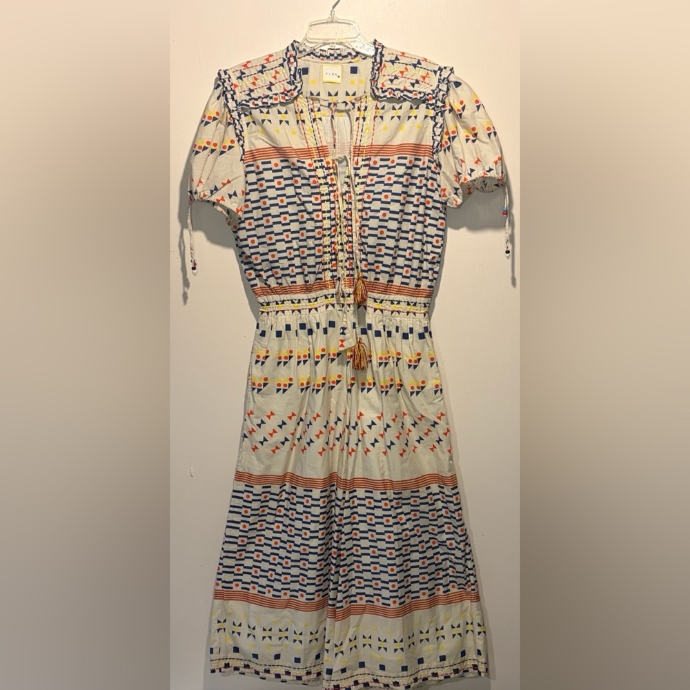 Floe- Vibrant Geometric Patterned Ruffle Tassle B… - image 1